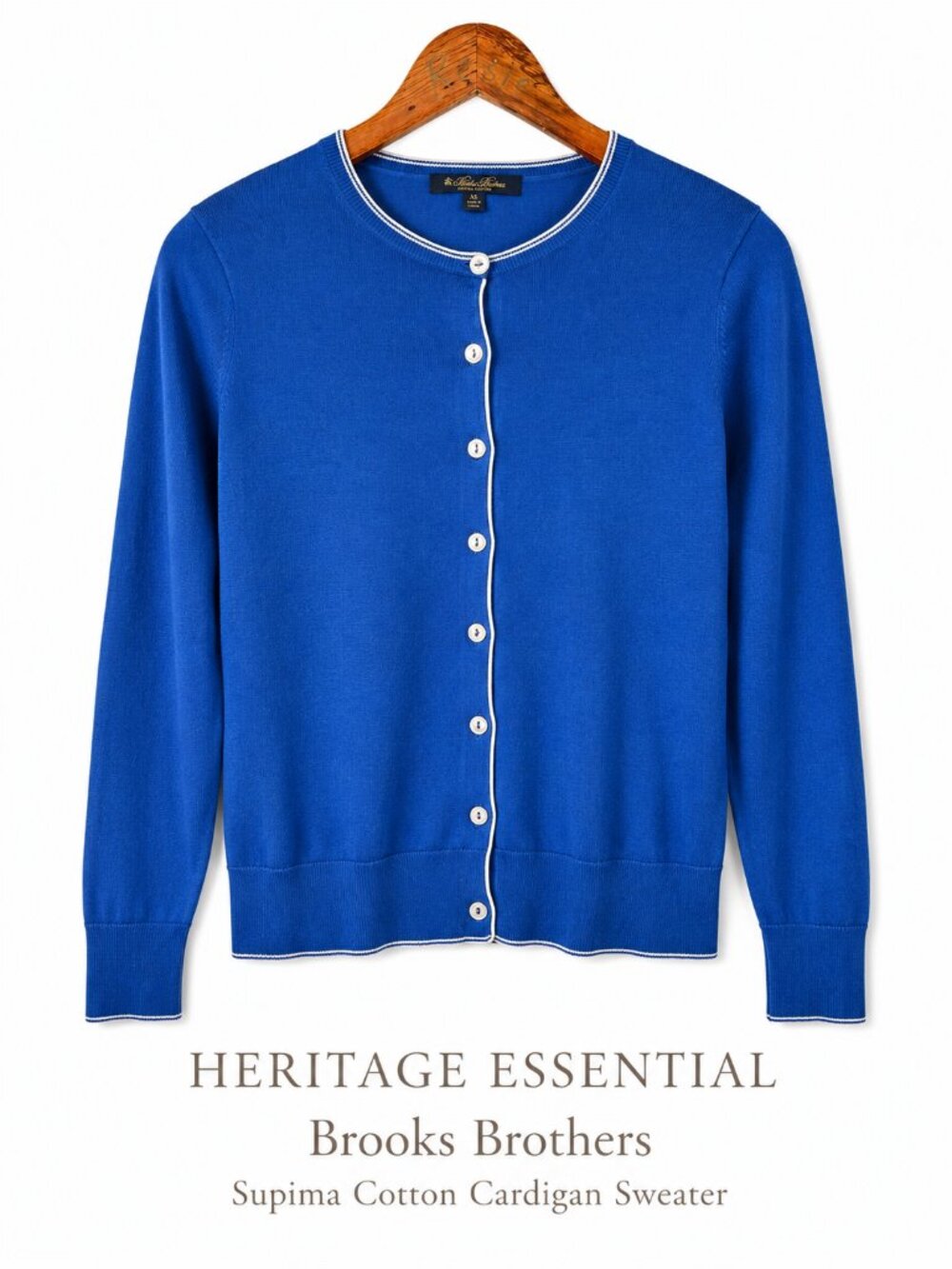 Brooks Brothers Supima Cotton Blue Tipped Cardigan Sweater XS